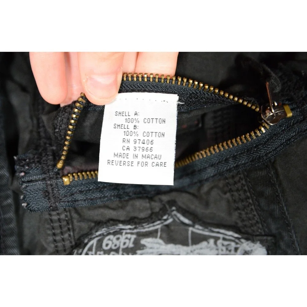 Triple Five Soul Blazer Jacket Medium Black Military Canvas Zip Pockets